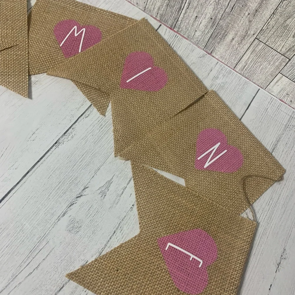 Valentine’s Day/ burlap heart banner / home decor
